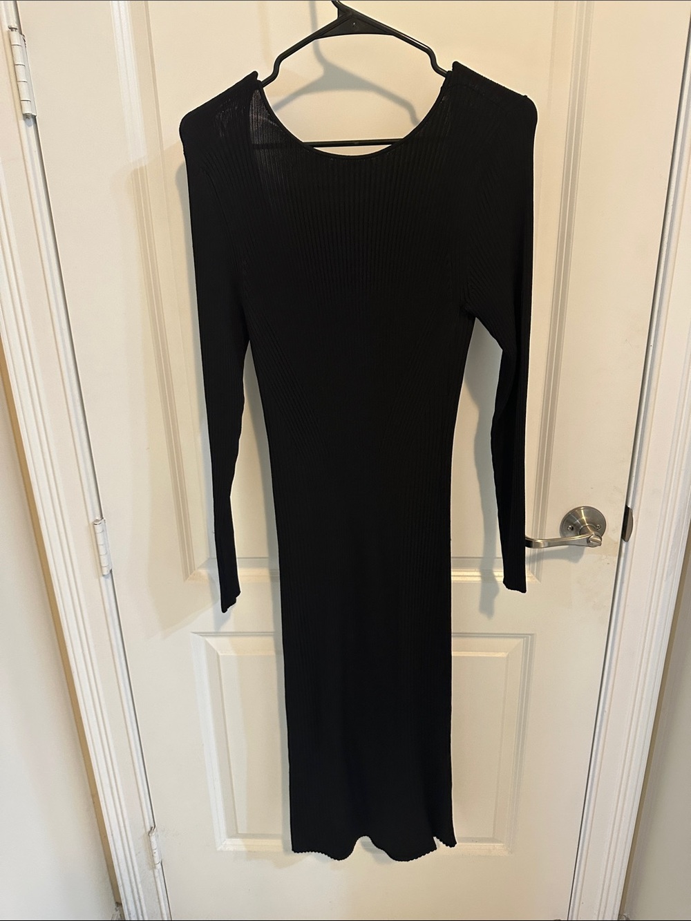 Banana Republic Black Ribbed Long Sleeve Midi Dress